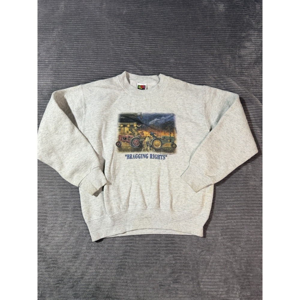 VTG Tractor Sweatshirt 14/16 Gray County Fair Bragging Rights Farm Read